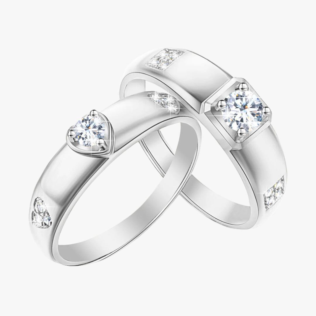 anillos de pareja, anillos de moissanite, joyas de boda, anillos de compromiso, plata esterlina 925, joyería de moda, anillos para amantes, conjunto de anillos, anillos de boda, anillos de moissanite con certificado