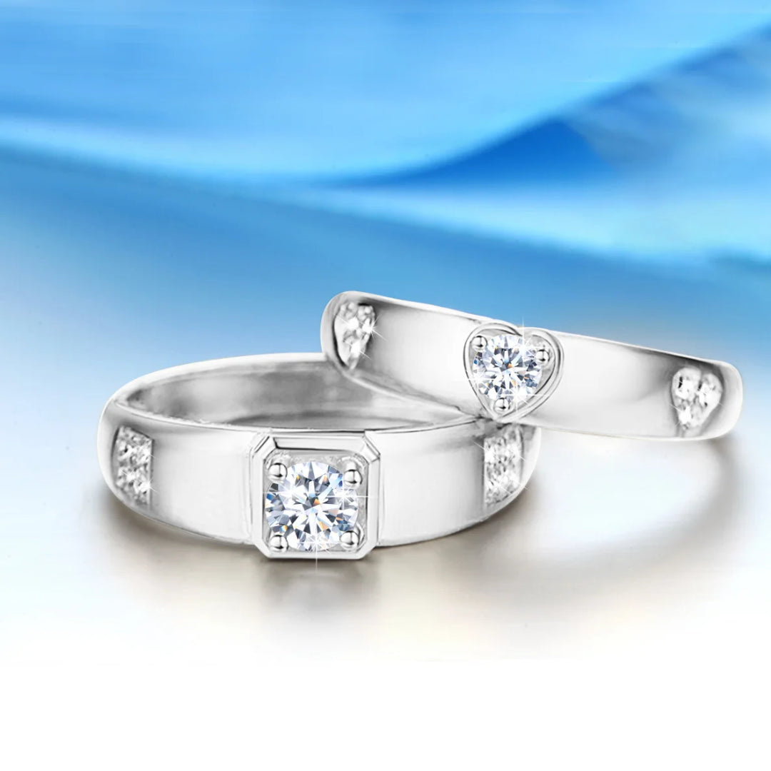 anillos de pareja, anillos de moissanite, joyas de boda, anillos de compromiso, plata esterlina 925, joyería de moda, anillos para amantes, conjunto de anillos, anillos de boda, anillos de moissanite con certificado