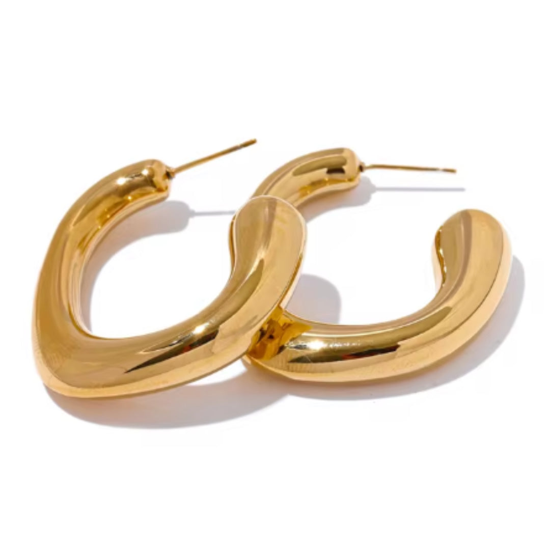 Aretes Dorados 18K en Acero Inoxidable – Diseño Texturizado y Moderno


