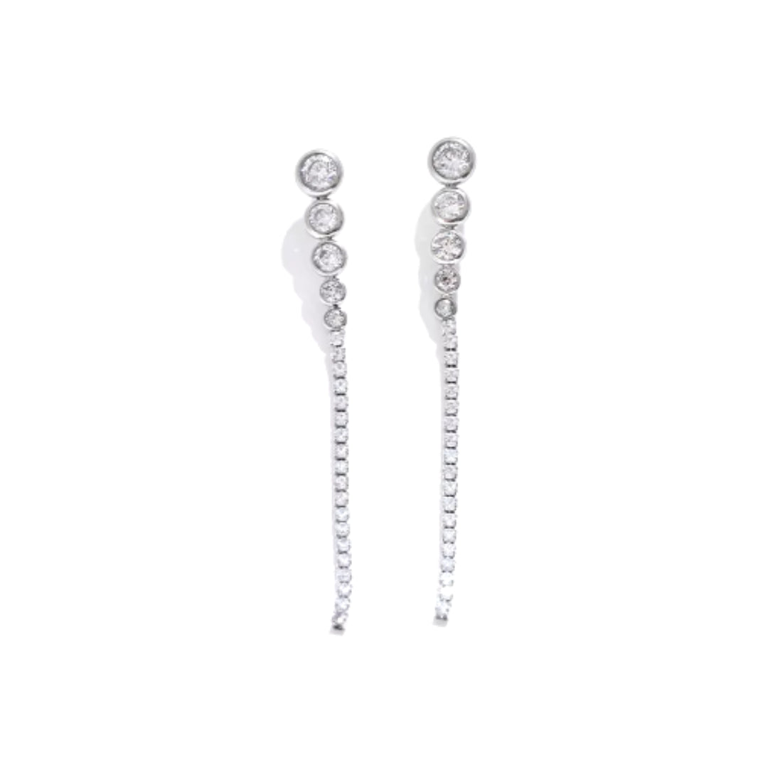 aretes largos, zirconia cúbica, joyería elegante, aretes de fiesta, joyería para mujeres, aretes dorados






