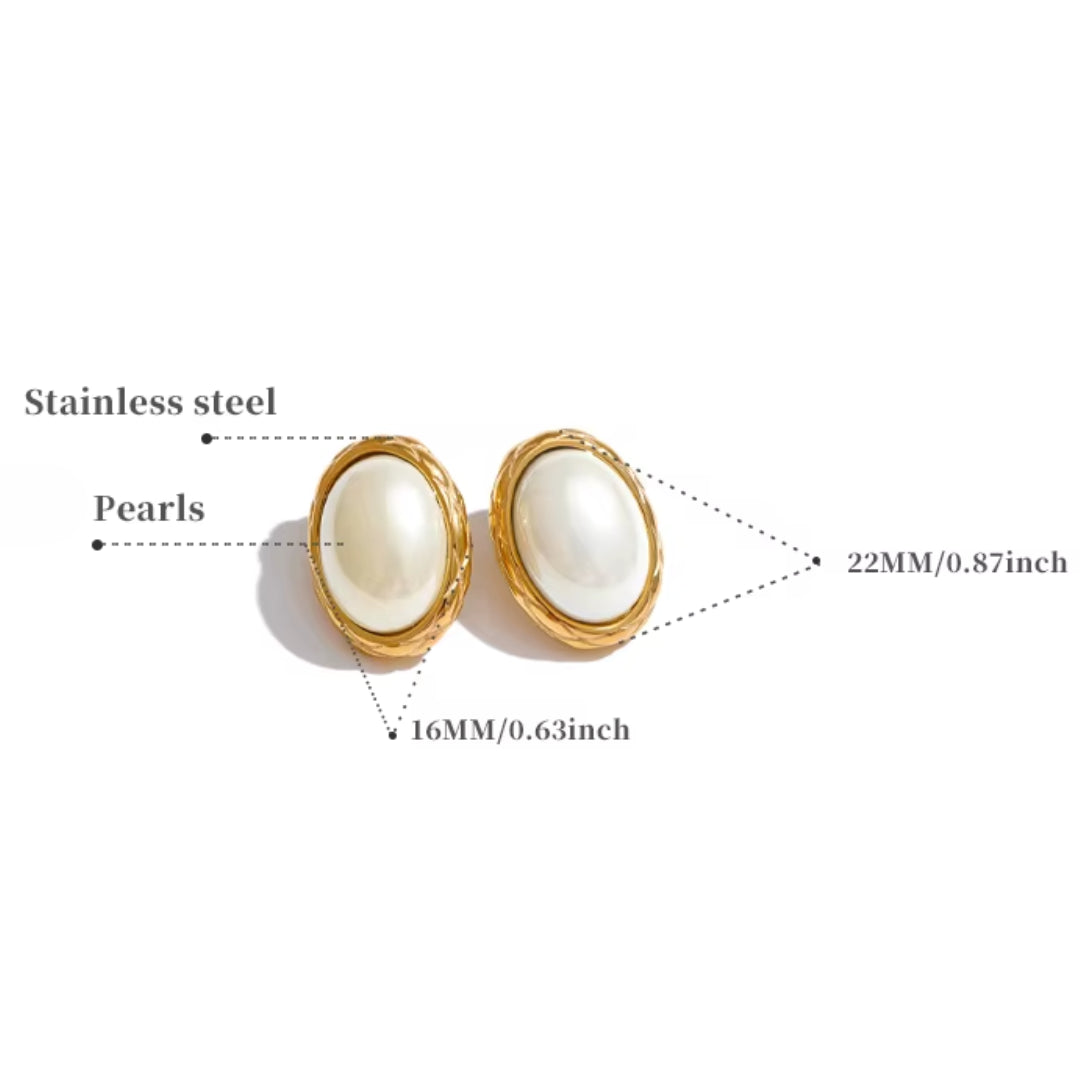 aretes estilo coreano, joyería moderna, oro 18k PVD, perlas ovaladas, aretes geométricos, joyas para mujer, Aura Perla, regalos elegantes, moda coreana