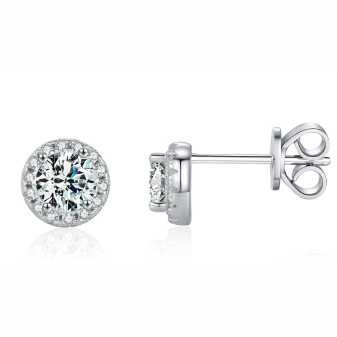 aretes de moissanita, plata 925, joyería geométrica, Lumina Formas, aretes personalizados, moissanita color D, regalos para novias, joyas de boda, certificación GRA