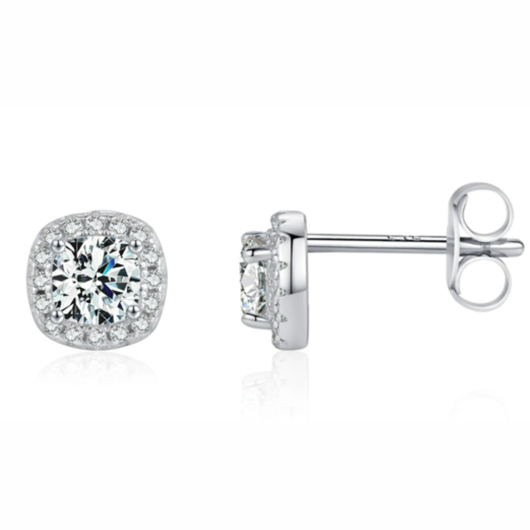 aretes de moissanita, plata 925, joyería geométrica, Lumina Formas, aretes personalizados, moissanita color D, regalos para novias, joyas de boda, certificación GRA