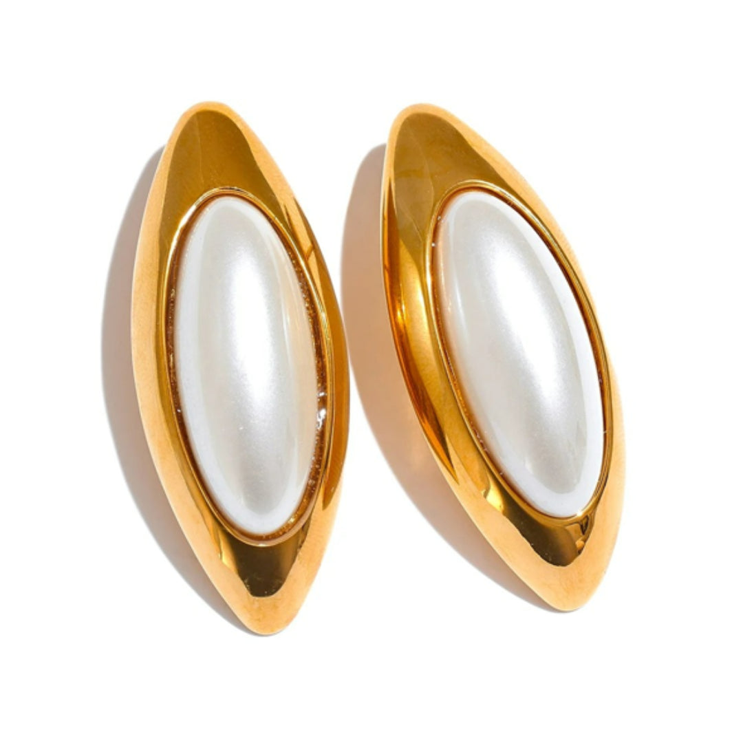 aretes de imitación perlas, joyería elegante, oro PVD, acero inoxidável, aretes geométricos, joyas para mujer, Lumina Perlas, accesorios minimalistas, regalos