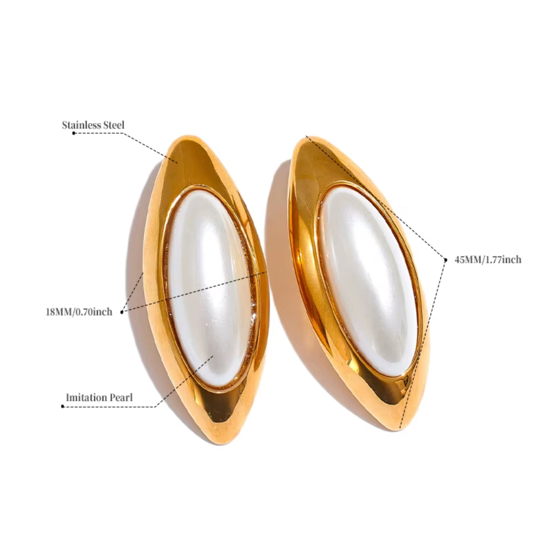 aretes de imitación perlas, joyería elegante, oro PVD, acero inoxidável, aretes geométricos, joyas para mujer, Lumina Perlas, accesorios minimalistas, regalos