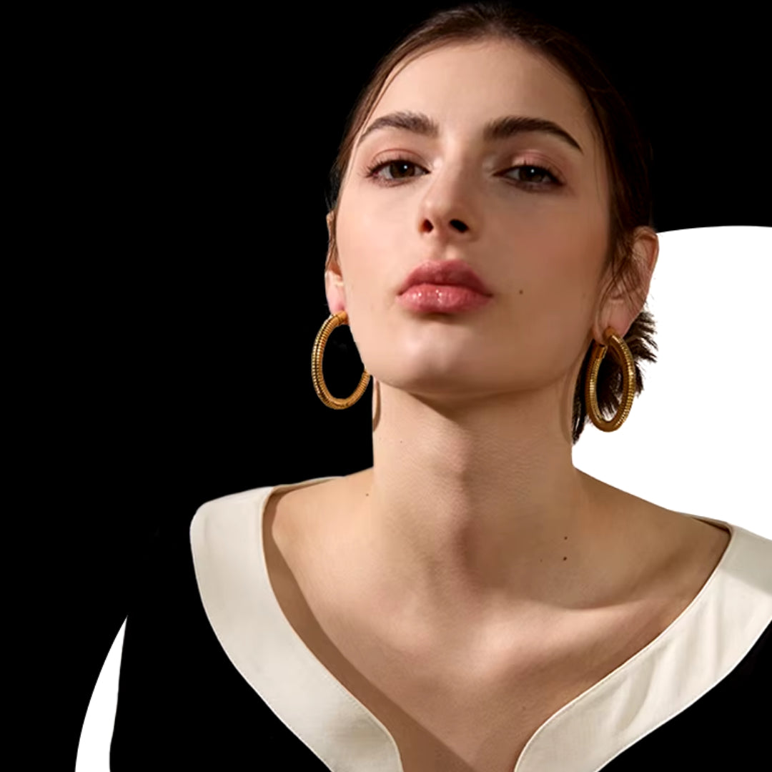 aros dorados, acero inoxidable, circonia cúbica, joyería minimalista, pendientes grandes, aros de moda, accesorios para mujeres, aros geométricos, joyas resistentes al agua