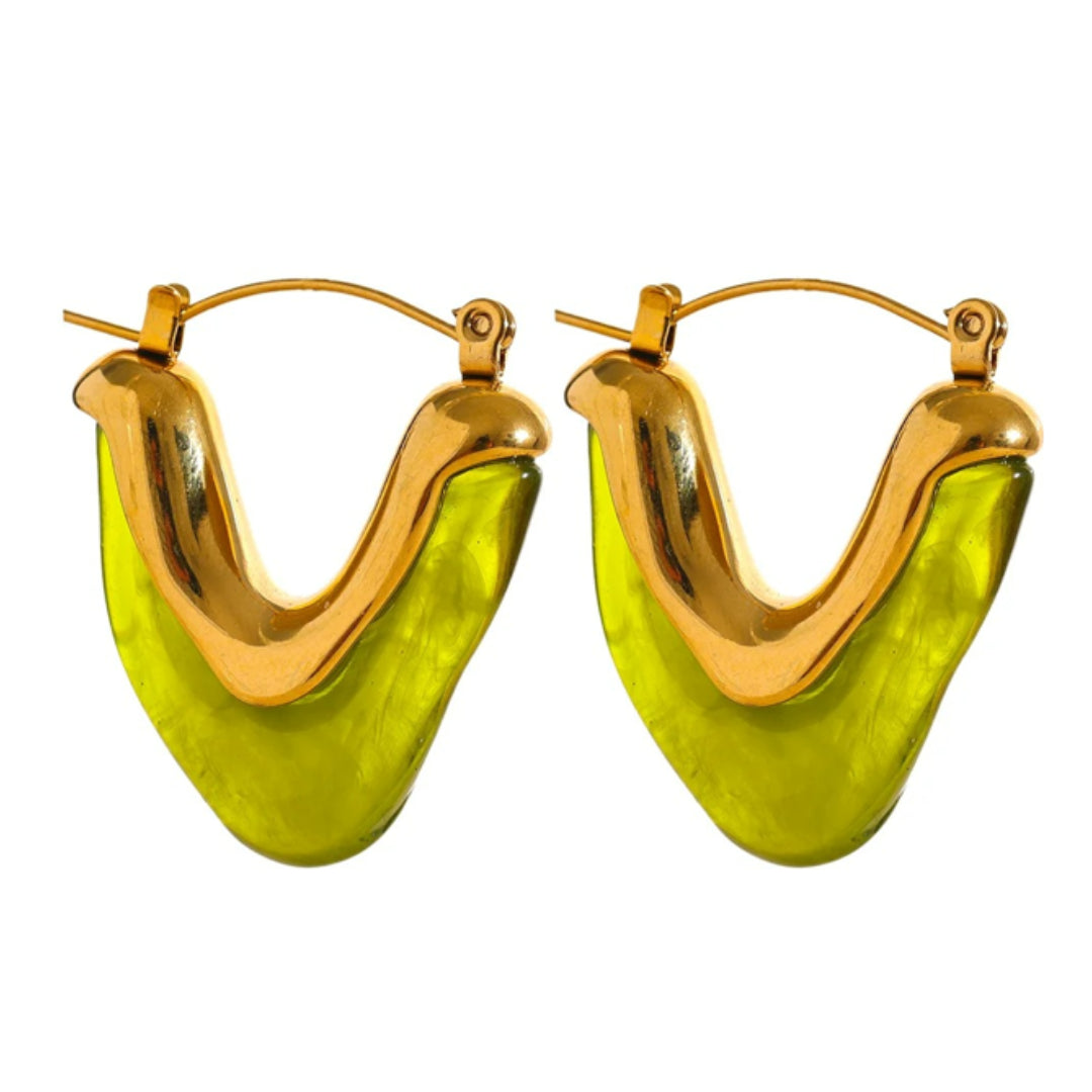 aros de acero inoxidable, aros geométricos, aros de forma de V, aros chapados en oro, joyería para mujeres, aros modernos, aros minimalistas, joyas elegantes