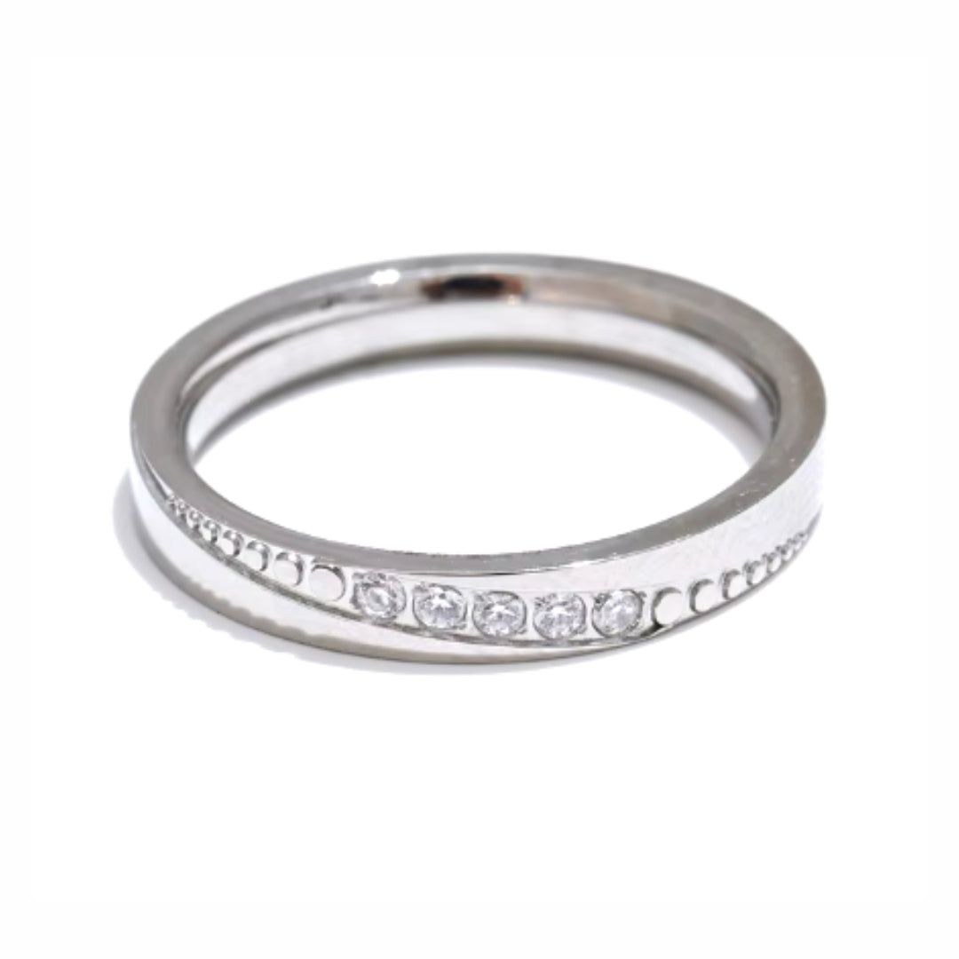anillo aura de brillo, anillo de zirconita, joyería minimalista, anillo en acero inoxidable, anillo chapado en oro, accesorios de lujo