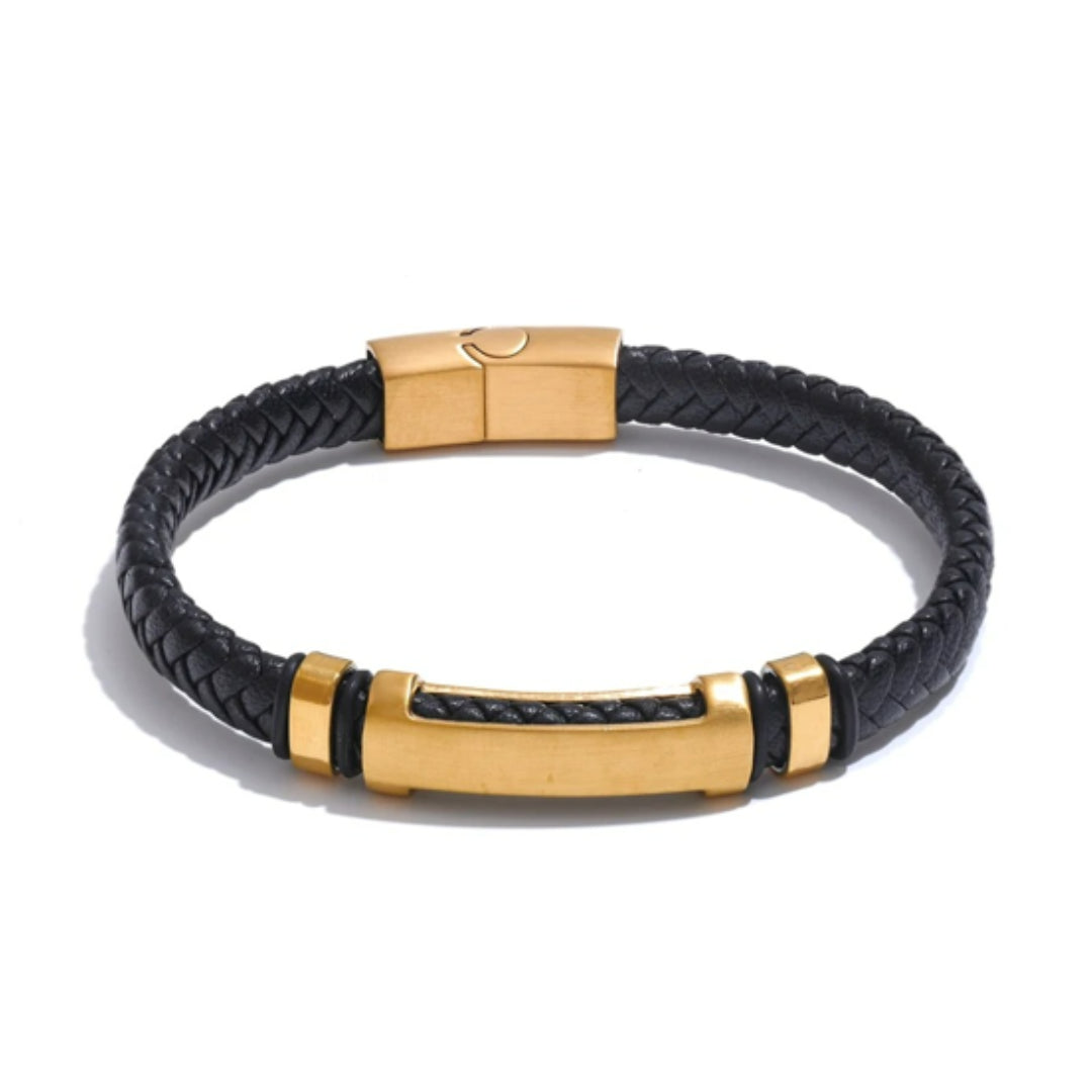 brazalete vintage, brazalete de cuero, brazalete para hombres, joyería personalizada, brazalete impermeable, acero inoxidable, brazalete trenzado