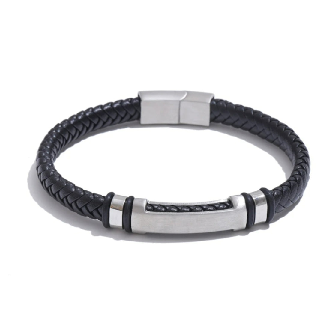 brazalete vintage, brazalete de cuero, brazalete para hombres, joyería personalizada, brazalete impermeable, acero inoxidable, brazalete trenzado