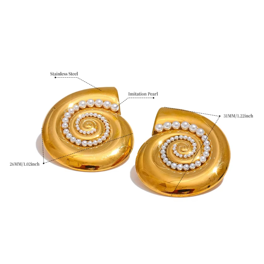 aretes de perlas, joyería de verano, oro PVD, acero inoxidable, aretes geométricos, joyas para mujer, Sol de Perlas, accesorios vacaciones, regalos elegantes