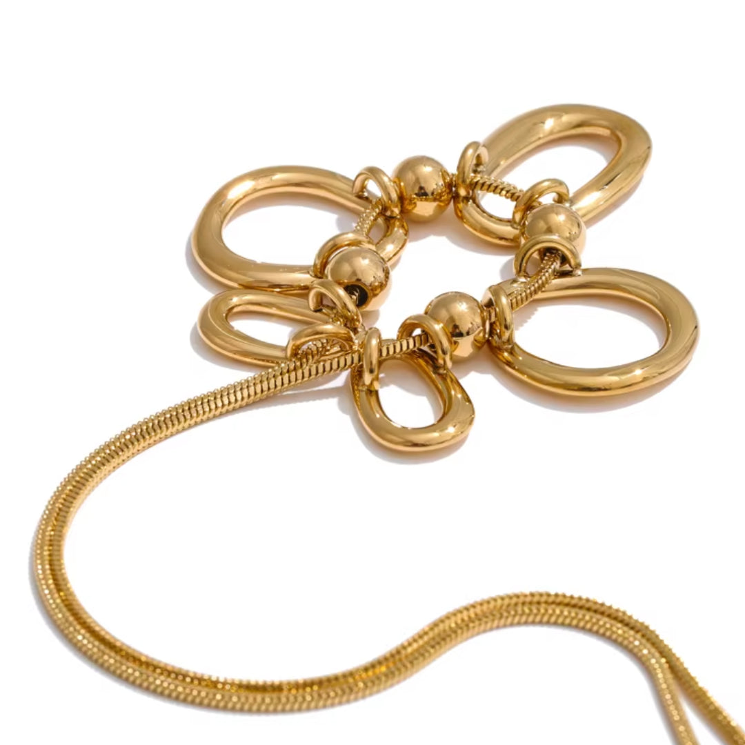 collar personalizado, joyería oro 18k, colgante oval hueco, acero inoxidable resistente, joyas creativas, regalo personalizable, colar ajustable mujer, joyería funcional, diseño geométrico, LENORA
