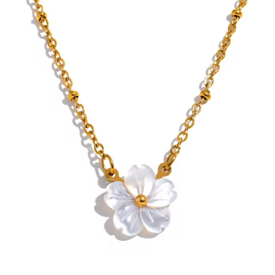 collar, pingente de flor, acero inoxidable, joyería para mujeres, baño de oro, zirconia, moda






