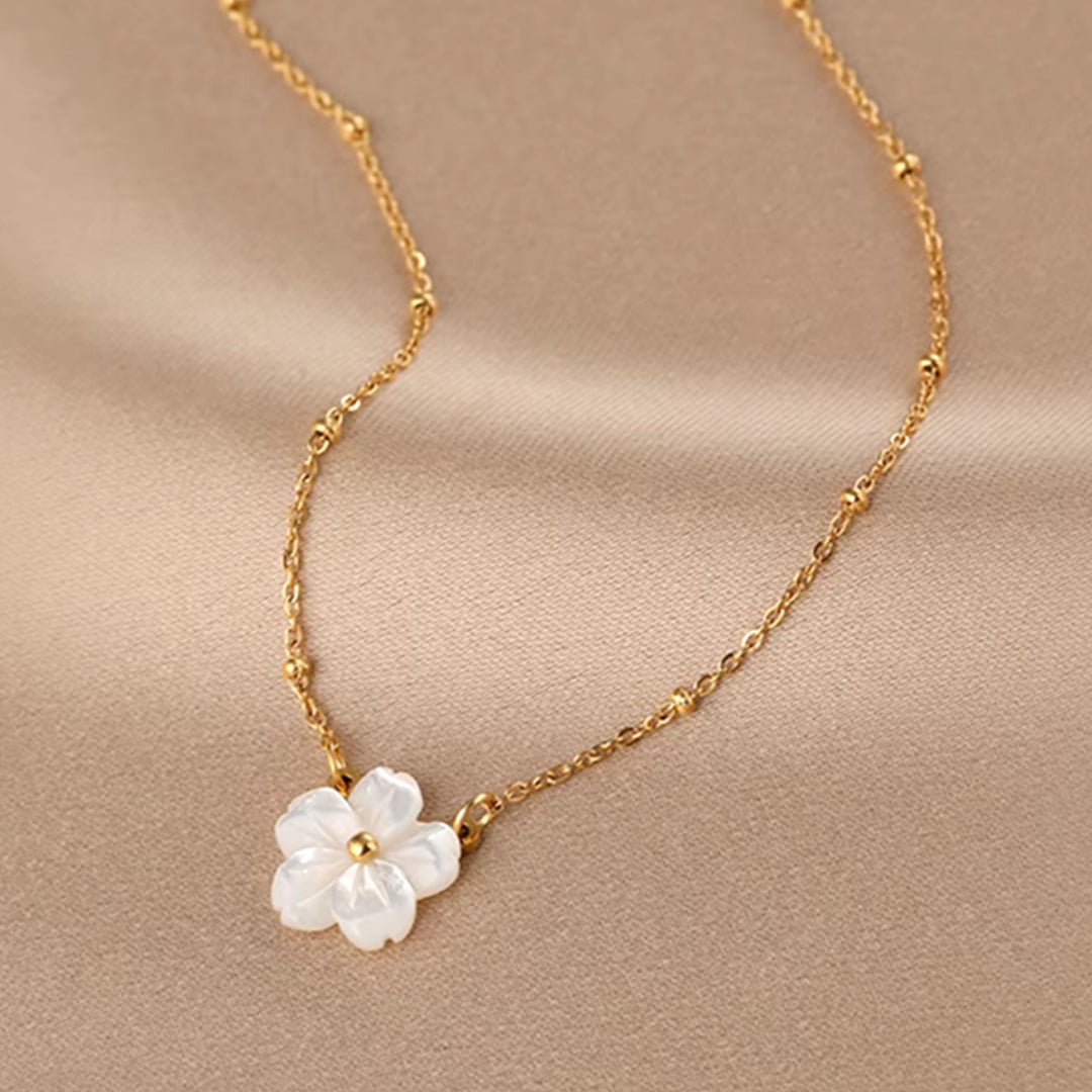 collar, pingente de flor, acero inoxidable, joyería para mujeres, baño de oro, zirconia, moda






