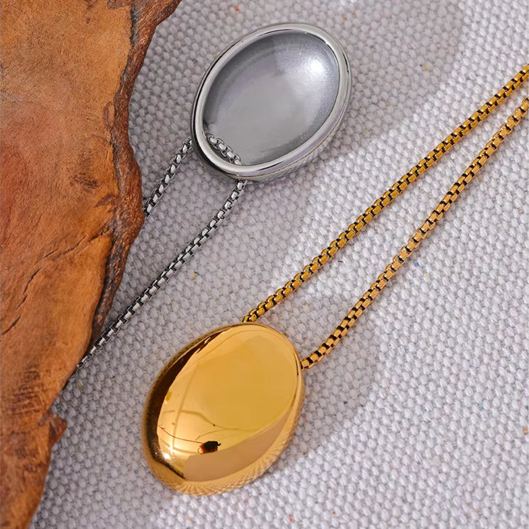 collar minimalista, collar ovalado, collar unisex, collar de acero inoxidable, collar con baño de oro, collar impermeable, joyería de acero inoxidable, collar largo, collar moderno, collar para hombres, collar para mujeres, collar elegante.