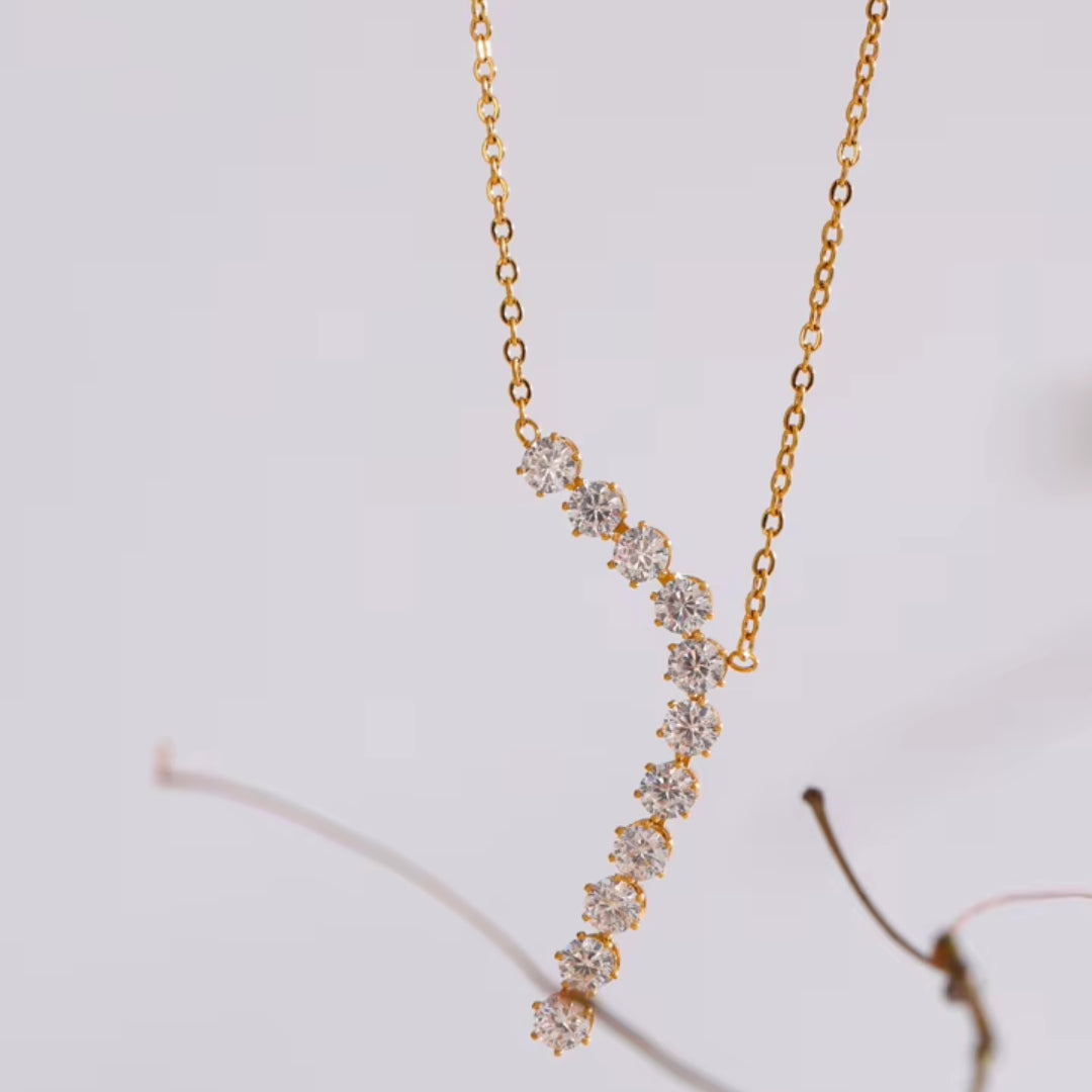 collar delicado, gota de zircón cúbico, chapado en oro, collar elegante, joyería moderna, joyas para mujeres, collar de acero inoxidable, collar ajustable