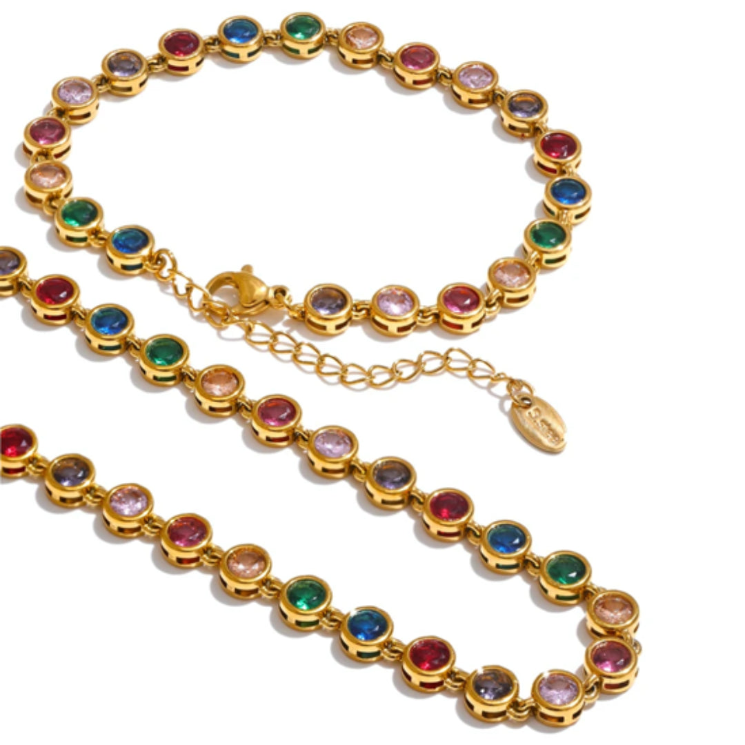 Necklace with Multicolor Cubic Zirconia