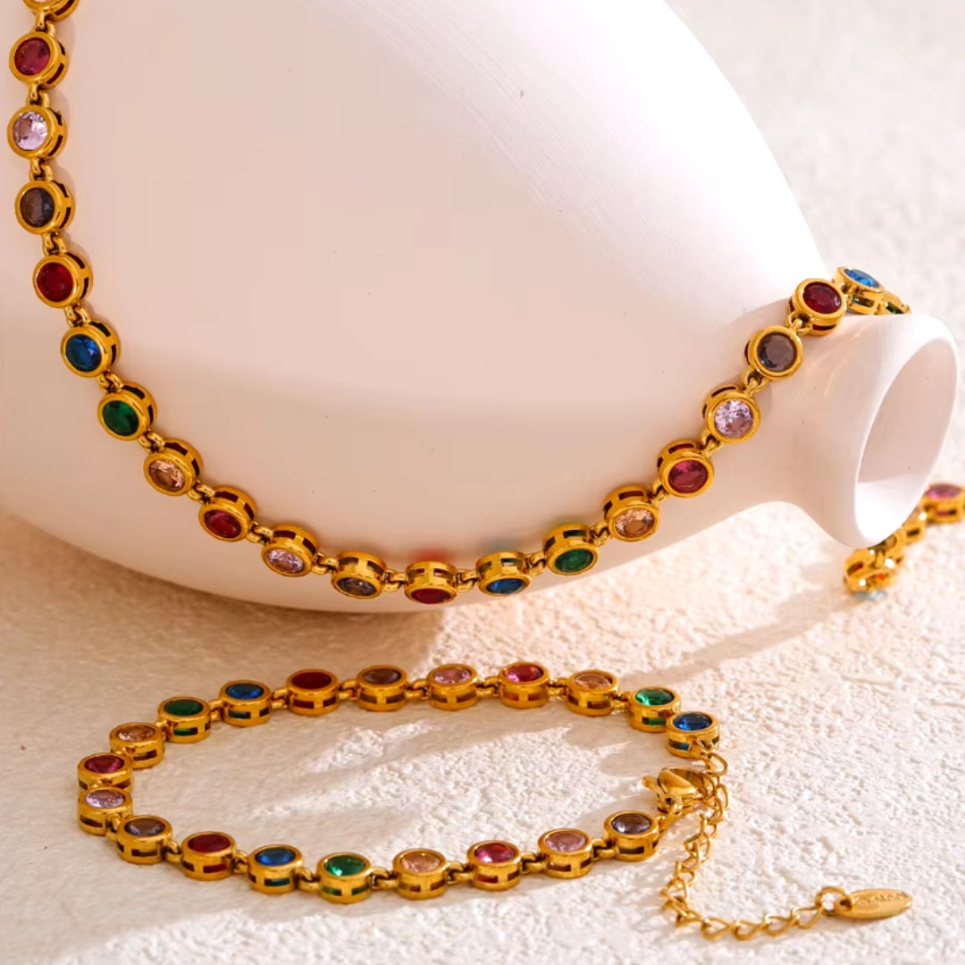 Necklace with Multicolor Cubic Zirconia