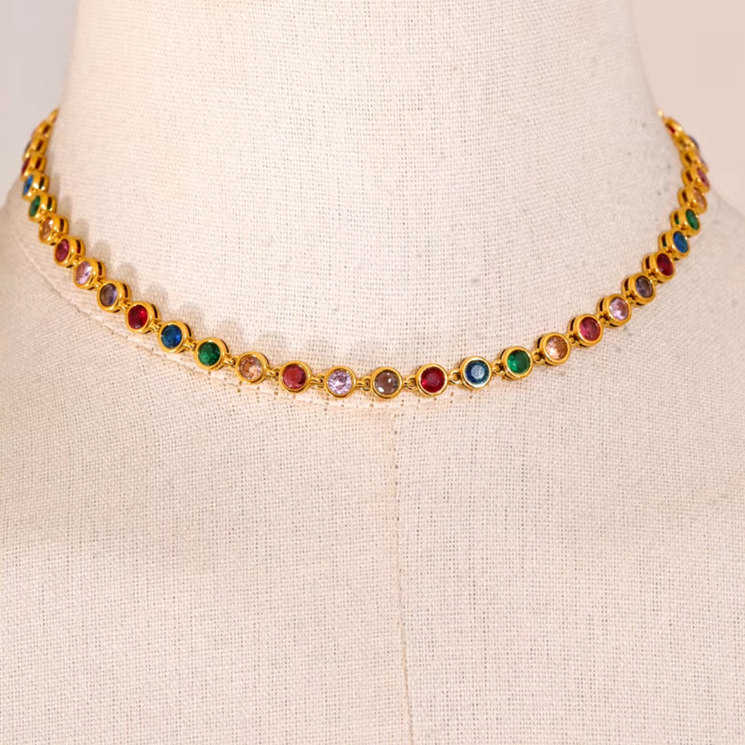 Necklace with Multicolor Cubic Zirconia