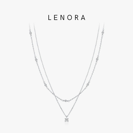 Double Layer Moissanite Pendant Necklace | Sterling Silver Women's Choker