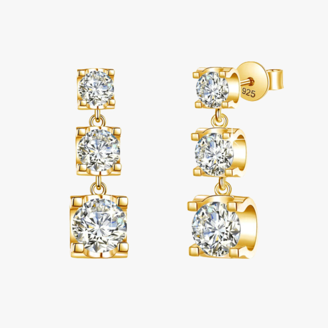 pendientes colgantes, pendientes de moissanita, pendientes en oro, joyería de moissanita, pendientes elegantes, pendientes de moda, pendientes para mujeres, pendientes de alta calidad