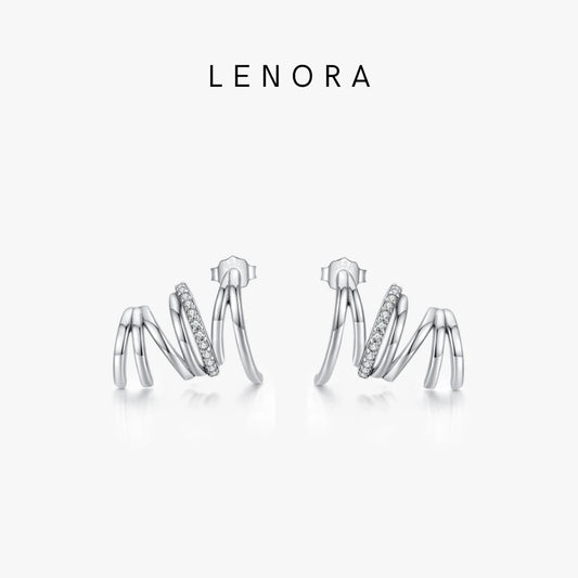 Geometric Line Earrings with Zirconia | Fashion Wave Stud Jewelry