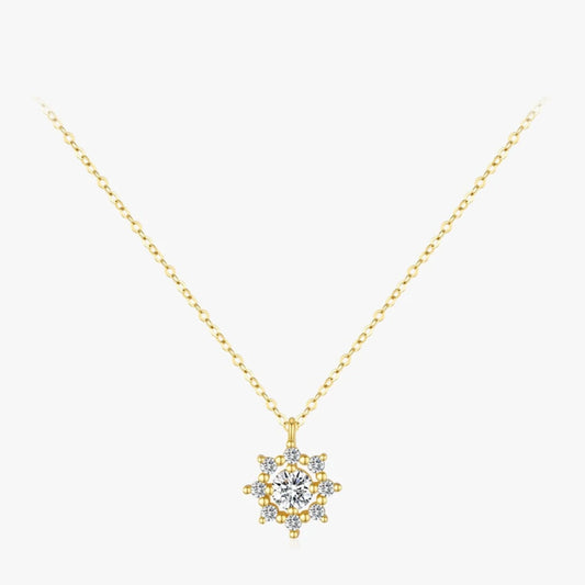 Silver Snowflake Lab Diamond Pendant Necklace, Colar de diamante en forma de copo de nieve de plata