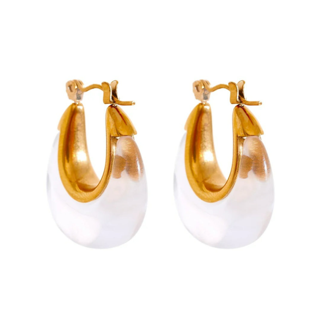 Pendientes Aro Éter Dorado Oro - Diseño Hueco Hipoalergénico – lenorajewelry.com/pendientes-aro-eter-dorado-oro-hipoalergenico , aros dorados, pendientes de acero inoxidable, joyería hipoalergénica, accesorios para mujeres, regalo elegante, lenora jewelry, pendientes de fiesta