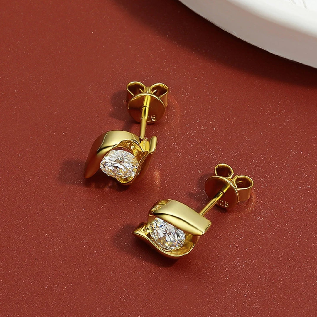 pendientes de moissanite, brincos de moissanite, moissanite para mujeres, plata S925, diamante twisted ear studs, joyería elegante, pendientes de moissanite, joyas de moissanite, Pendientes Brincos Moissanite