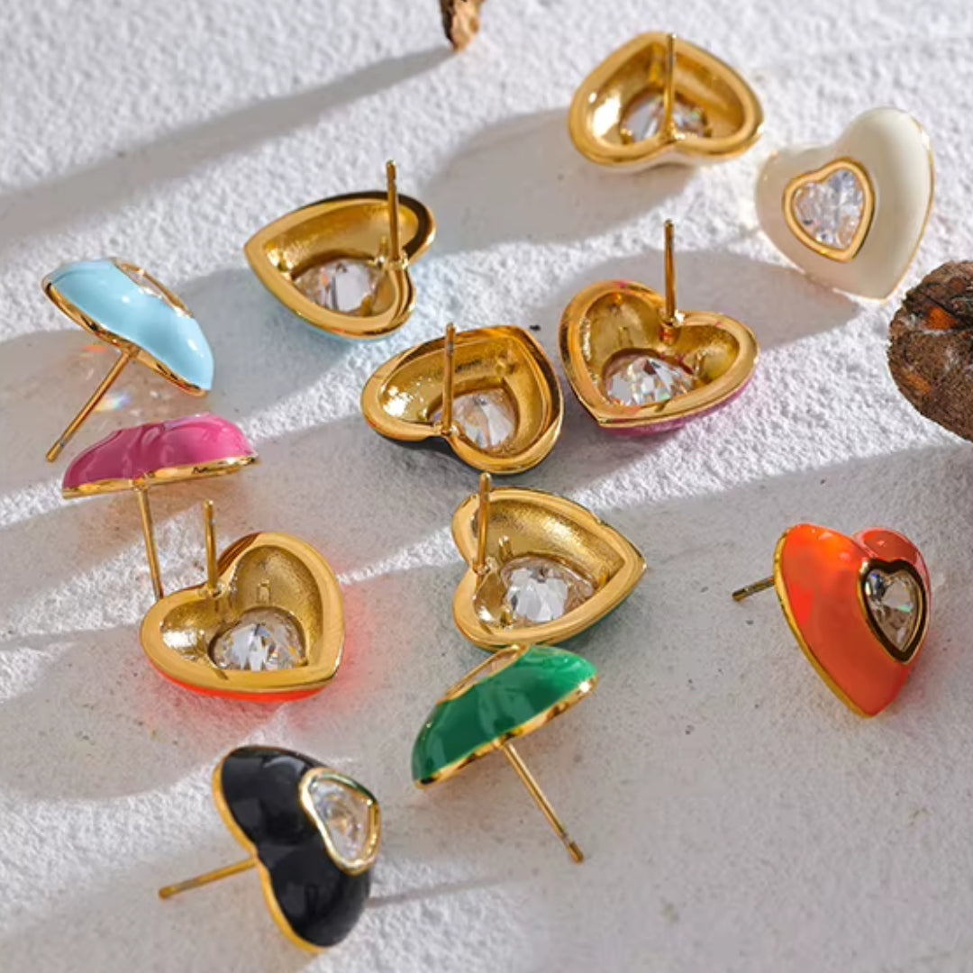 pendientes y2k, joyería de acero inoxidable, zirconia cúbica, oro PVD, esmalte brillante, moda geométrica, joyería femenina, alta calidad