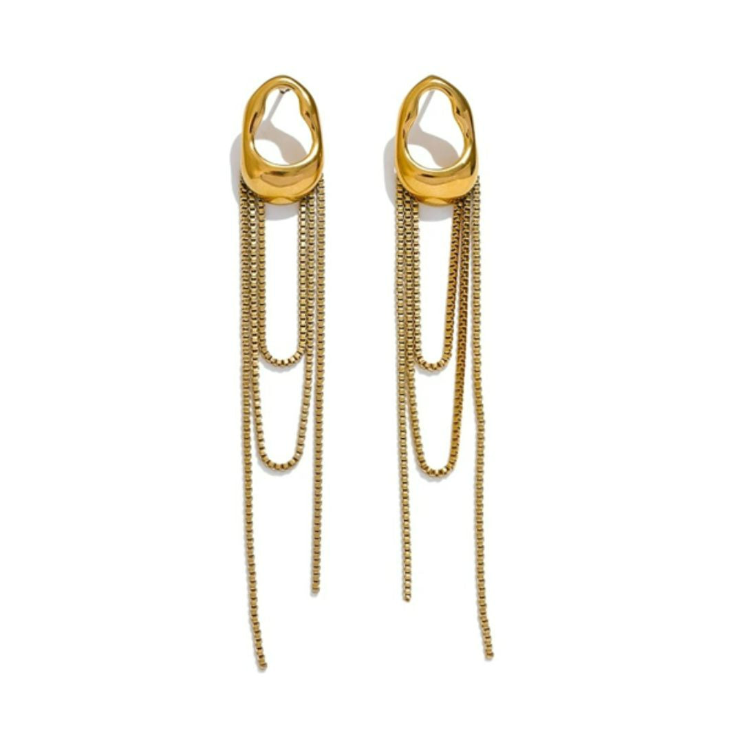 Pendientes Eterno Resplandor 316L con diseño geométrico y elegante borla dorada, perfectos para realzar cualquier look con sofisticación
https://lenorajewelry.com/pendientes-eterno-resplandor-316l