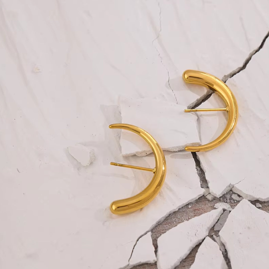 pendientes geométricos, pendientes chapados en oro, pendientes de acero inoxidable, pendientes modernos, joyería de verano, pendientes impermeables, pendientes de moda, joyería para mujer