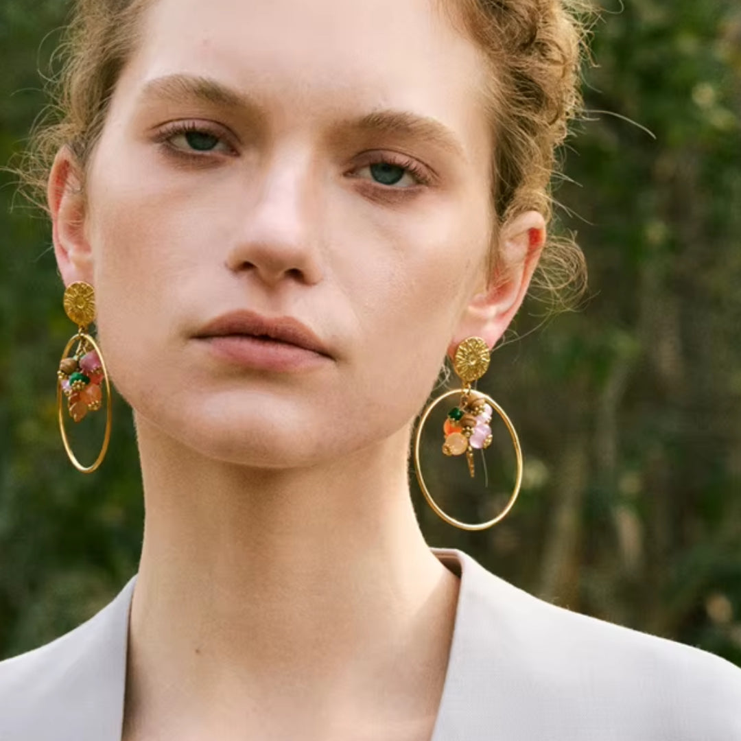 pendientes franceses, piedra natural, aço inoxidável, joyería hipoalergénica, moda geométrica, oro 18K PVD, regalo para mujeres, joyas resistentes al agua