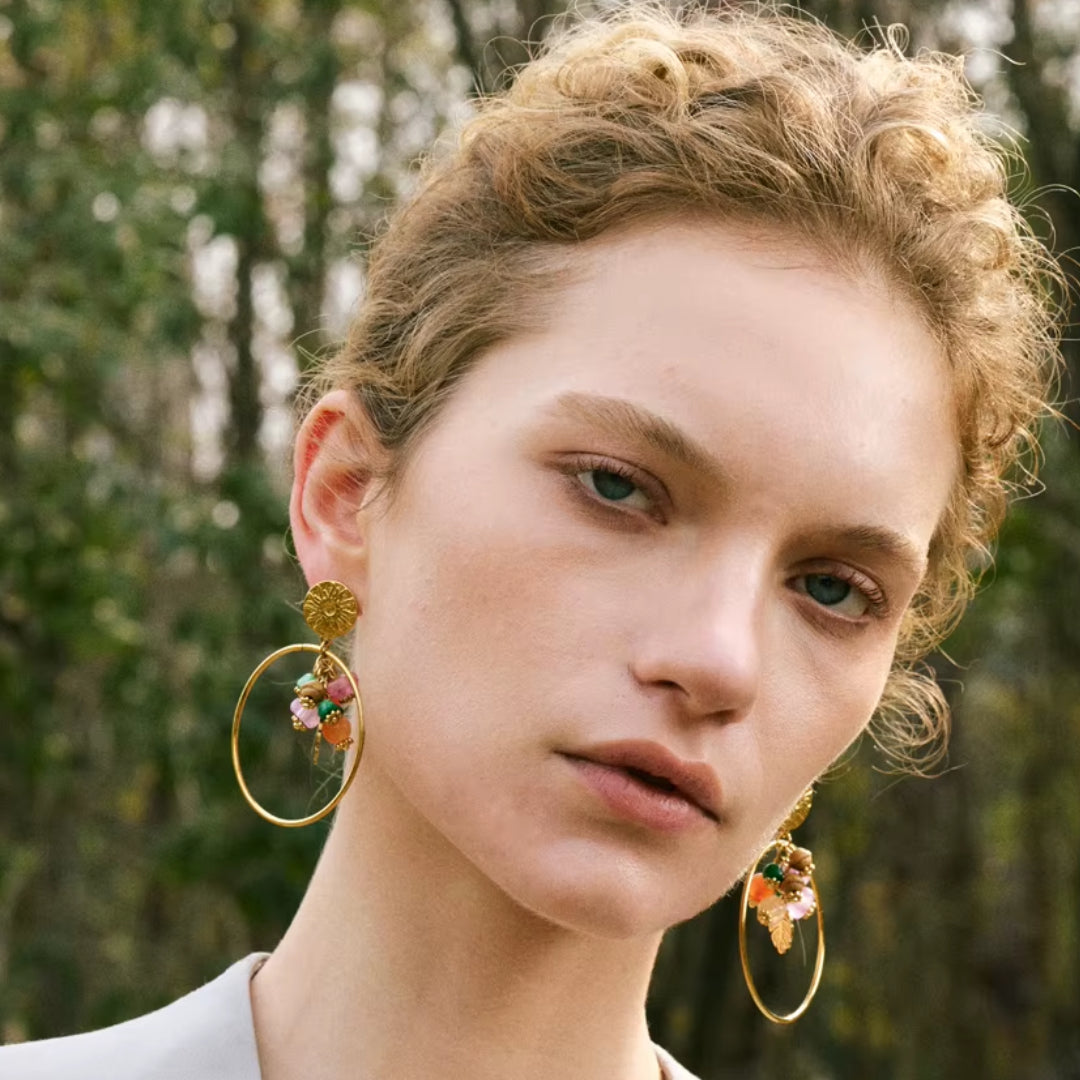 pendientes franceses, piedra natural, aço inoxidável, joyería hipoalergénica, moda geométrica, oro 18K PVD, regalo para mujeres, joyas resistentes al agua