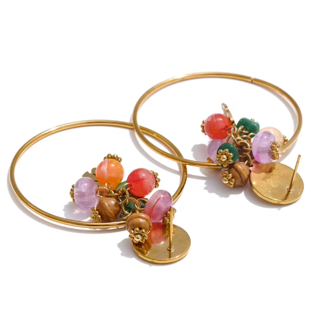 pendientes franceses, piedra natural, aço inoxidável, joyería hipoalergénica, moda geométrica, oro 18K PVD, regalo para mujeres, joyas resistentes al agua
