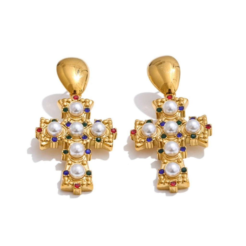 Pendientes Verve Perla oro 18K con perlas y circonitas – lenorajewelry.com/pendientes-oro18k-perlas-circonitas-verve, pendientes oro 18K, pendientes drop, perlas joyería, circonitas cubicas, joyería de lujo, regalo mujer, accesorios premium, acero inoxidable, pendientes elegantes