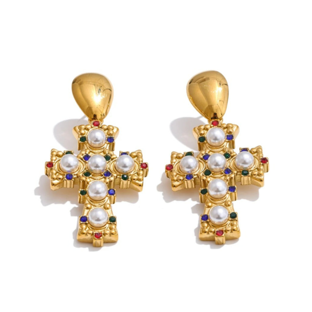Pendientes Verve Perla oro 18K con perlas y circonitas – lenorajewelry.com/pendientes-oro18k-perlas-circonitas-verve, pendientes oro 18K, pendientes drop, perlas joyería, circonitas cubicas, joyería de lujo, regalo mujer, accesorios premium, acero inoxidable, pendientes elegantes