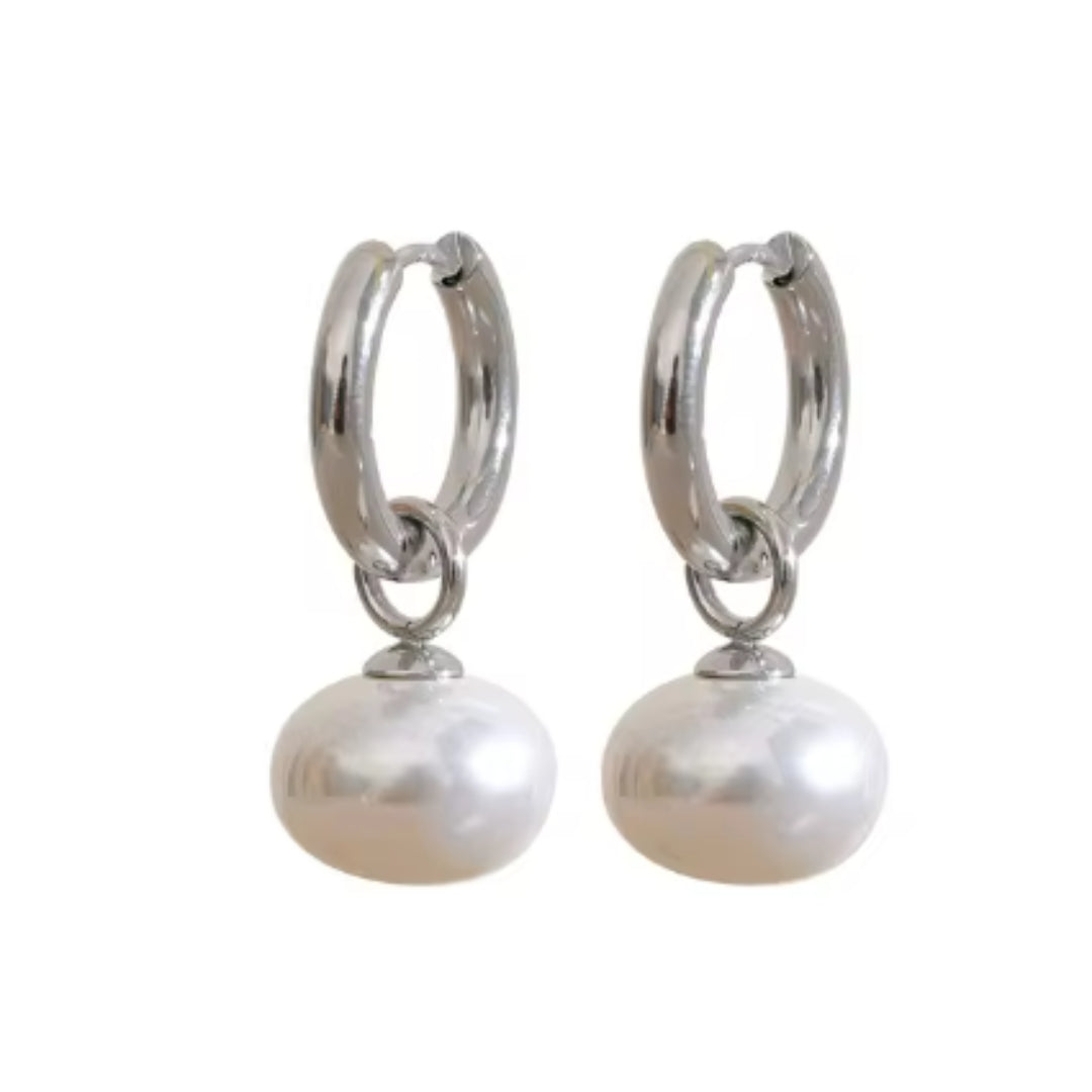pendientes de argolla, aretes dorados, joyería coreana, acero inoxidable, pendientes con perlas, pendientes moda, argollas con perlas, joyería impermeable, pendientes elegantes, pendientes para mujer