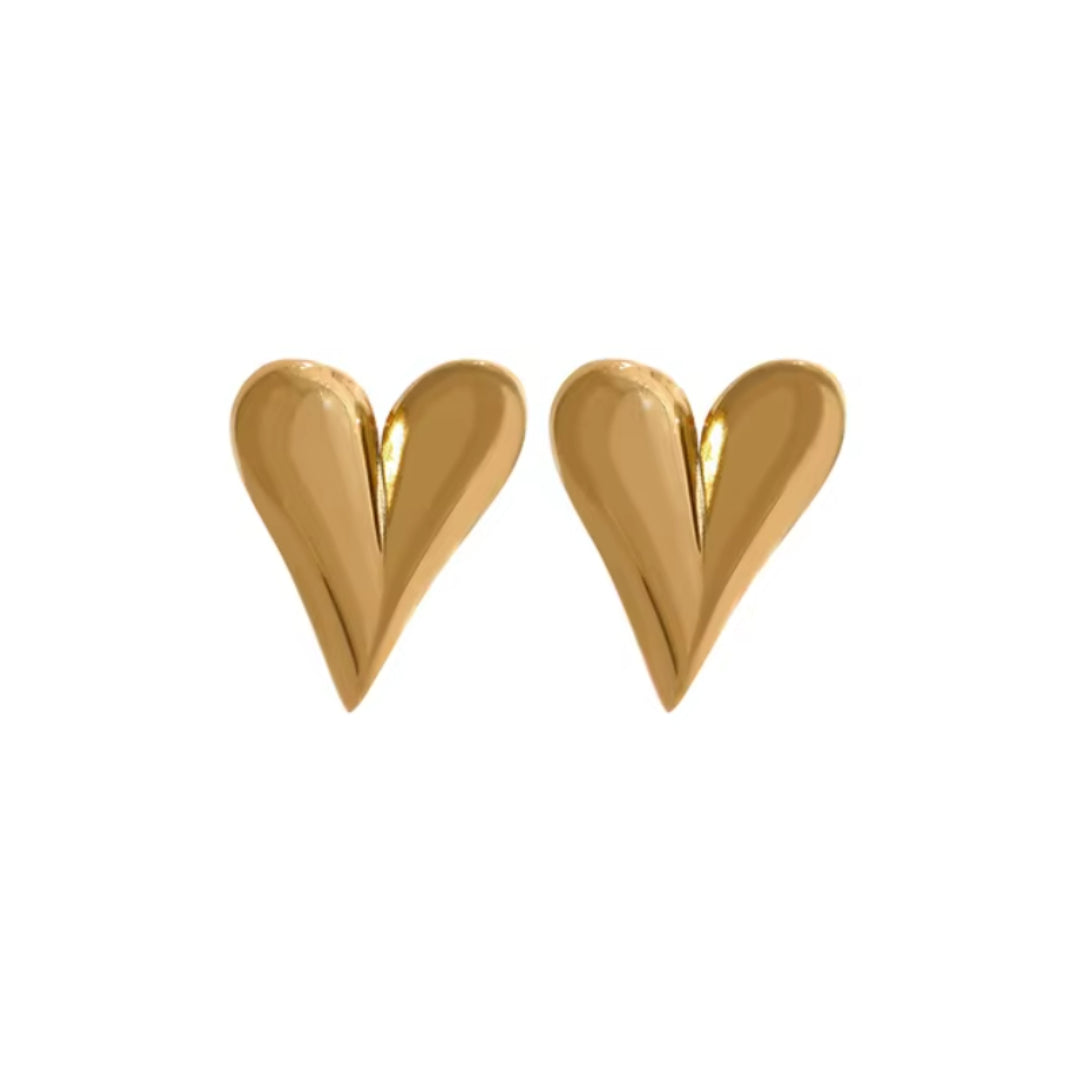 Pendientes de aro corazón en acero inoxidable con baño de oro 18k