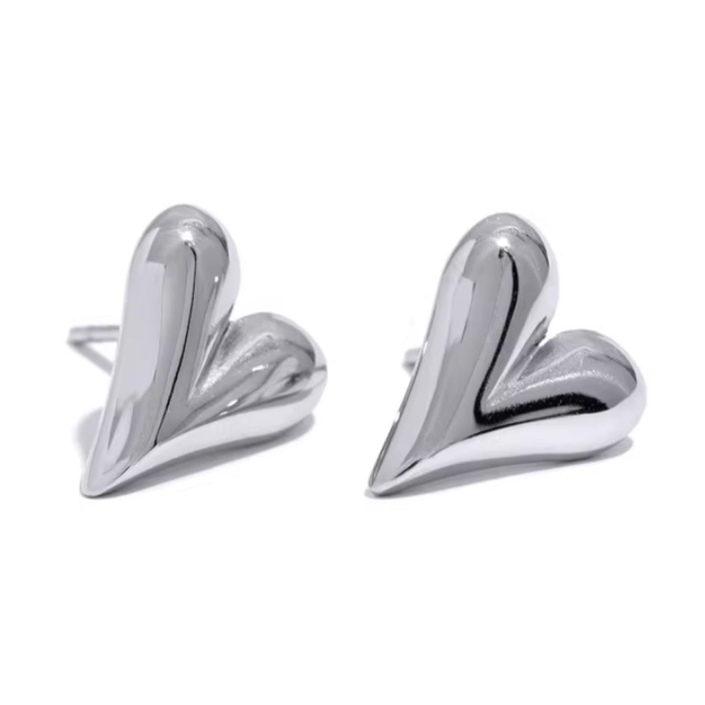 Pendientes de aro corazón en acero inoxidable con baño de oro 18k
