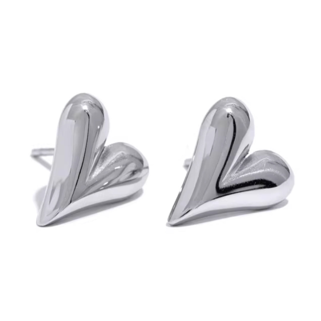 Pendientes de aro corazón en acero inoxidable con baño de oro 18k
