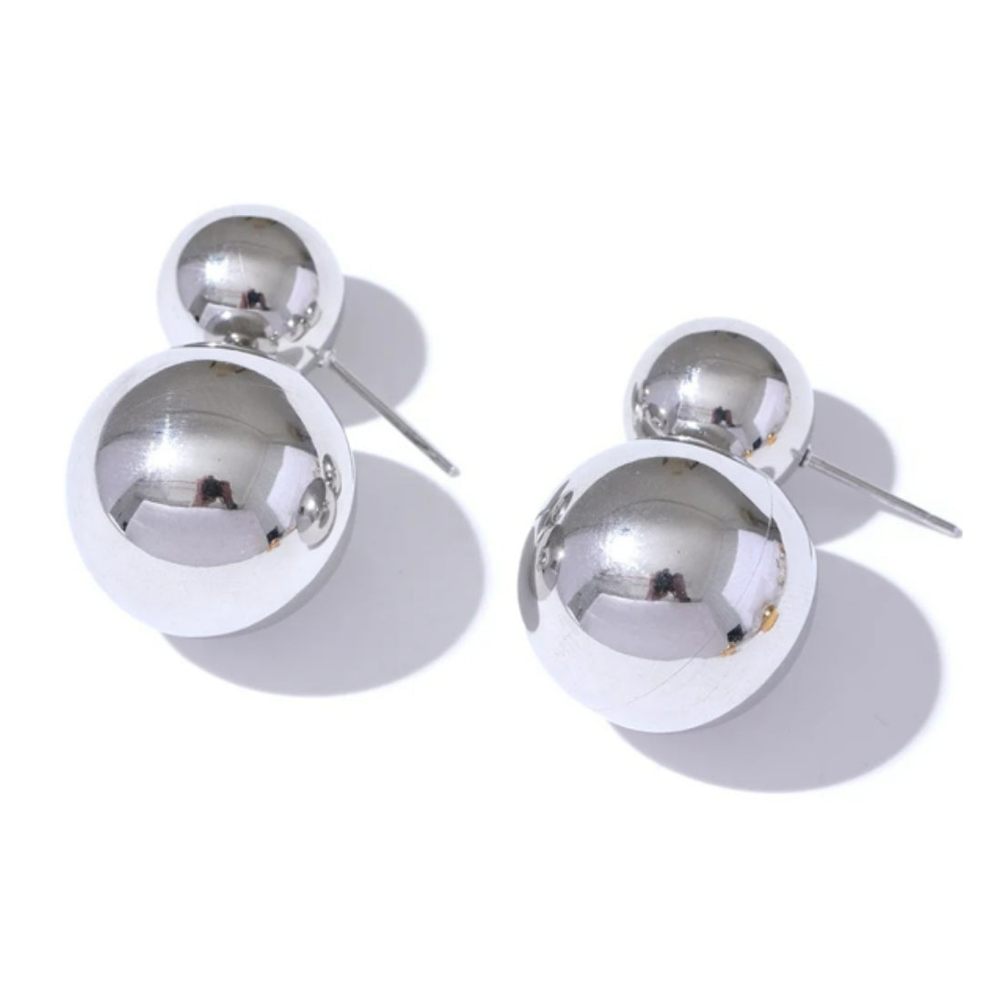 pendientes dorados, acero inoxidable, esfera grande, pendientes a prueba de óxido, joyería personalizada, aretes modernos, pendientes de moda
