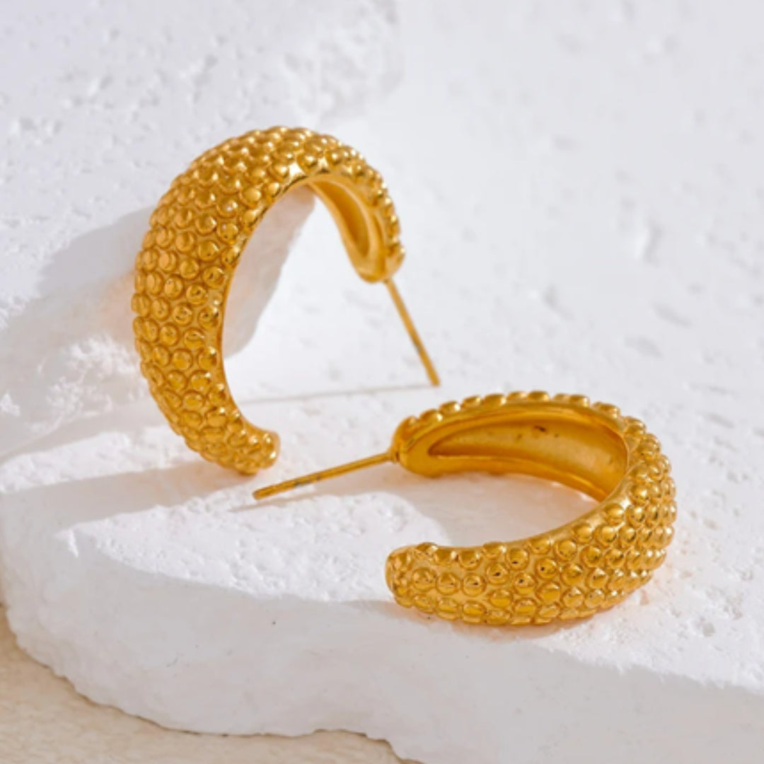 pendientes forma C, acero 316L, joyería resistente al agua, oro PVD, accesorios vintage, Vintage Sirena, joyas personalizadas, aretes geométricos, regalos únicos