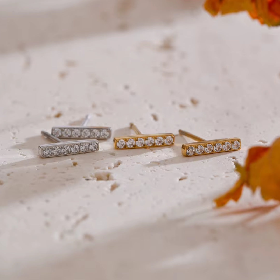 pendientes minimalistas, pendientes de zircón cúbico, pendientes de acero inoxidable, pendientes bañados en oro, joyería para uso diario, accesorios delicados
