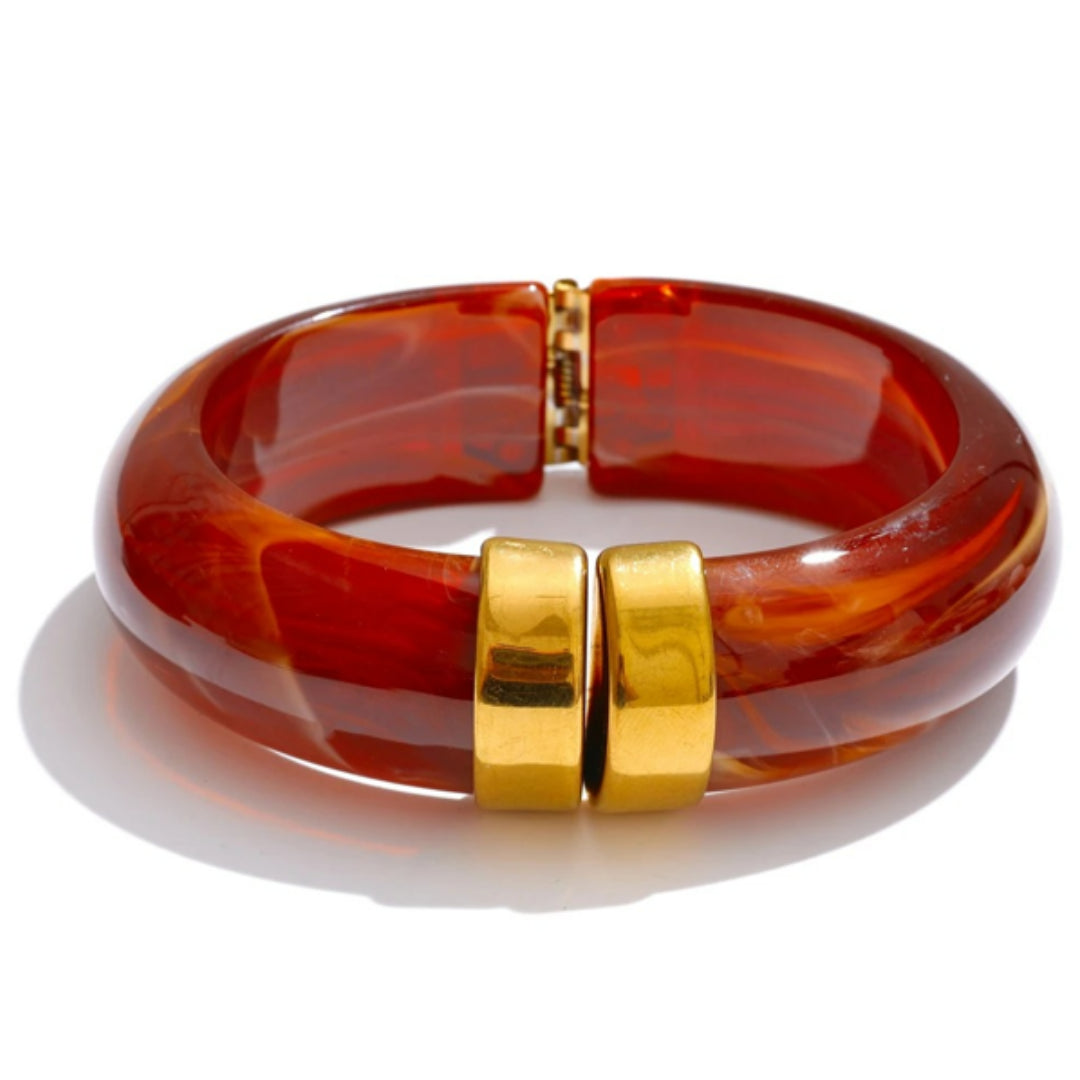 Pulsera Arcoíris Sólido acrílico multicolor – lenorajewelry.com/pulsera-arcoiris-solido-acrilico, Joyas gruesas mujer 66mm acero oro 18k, Pulsera acrílico revestimiento platina verde-rosa