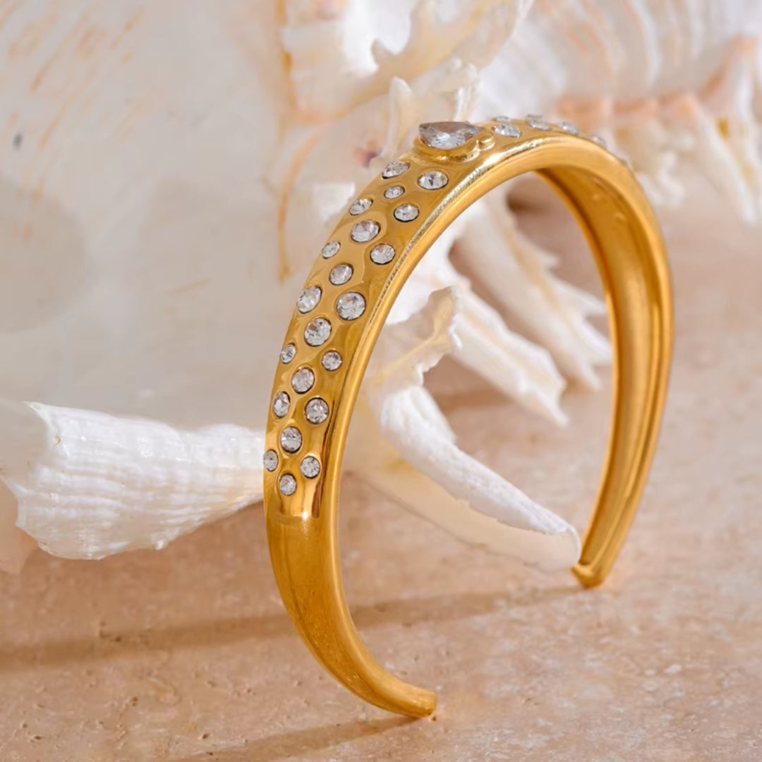 pulsera mujer, joyería acero inoxidable, zirconia cúbica, joyas resistentes al agua, diseño geométrico, moda minimalista