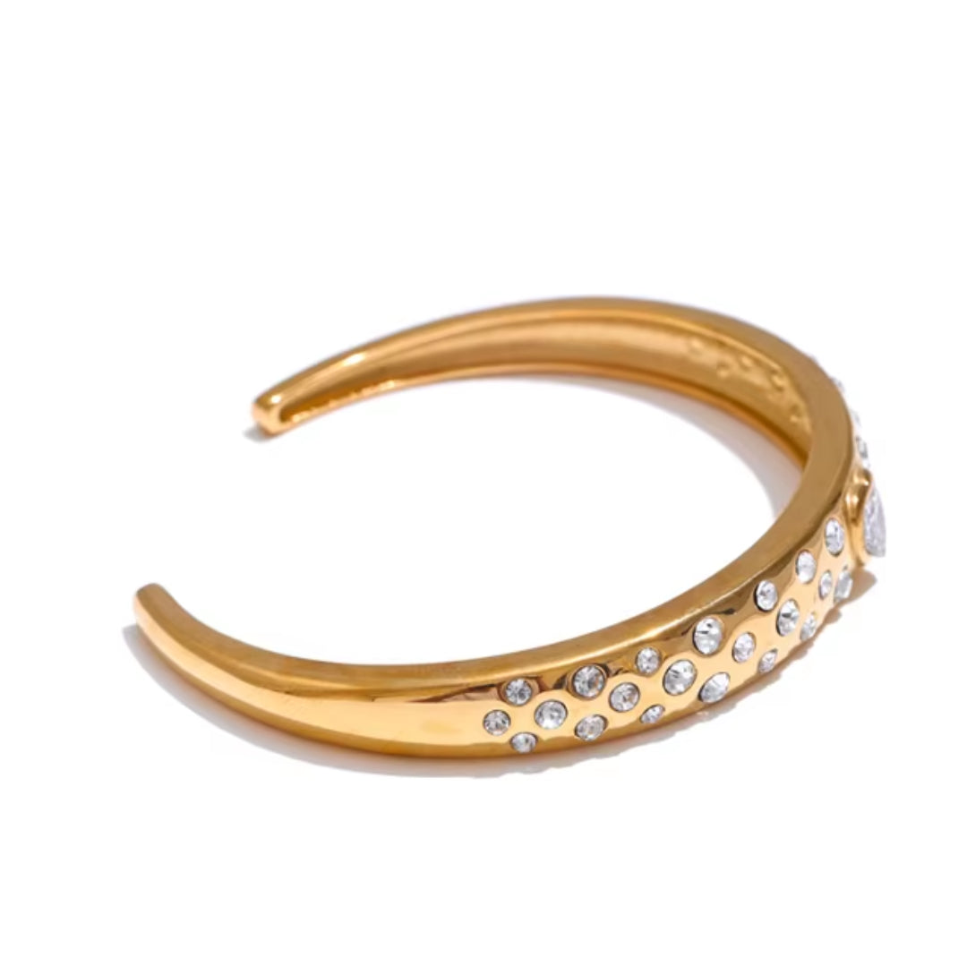 pulsera mujer, joyería acero inoxidable, zirconia cúbica, joyas resistentes al agua, diseño geométrico, moda minimalista