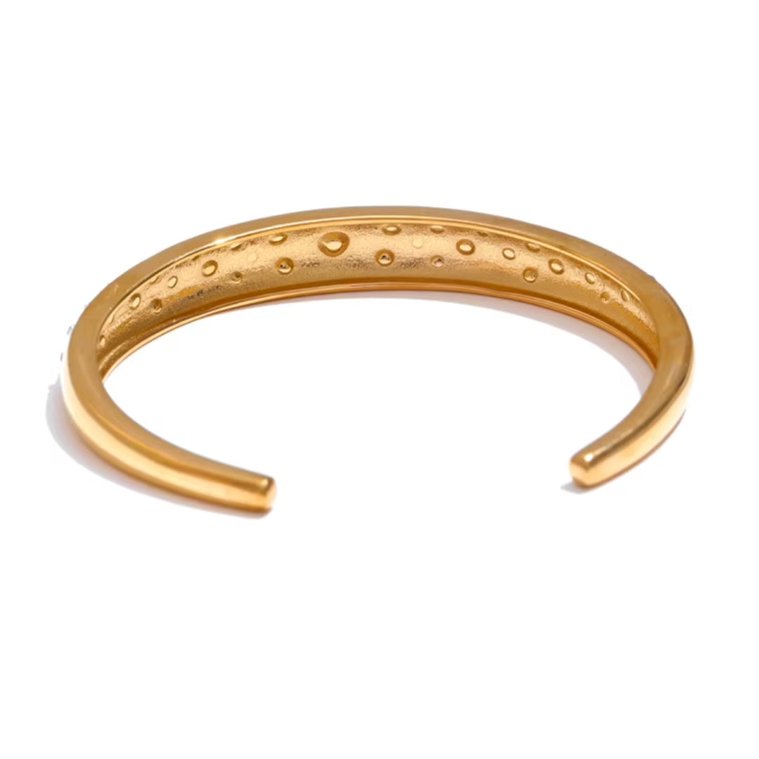 pulsera mujer, joyería acero inoxidable, zirconia cúbica, joyas resistentes al agua, diseño geométrico, moda minimalista