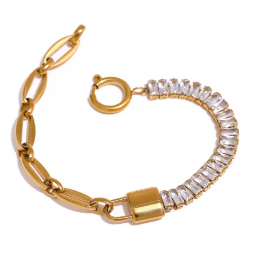 Pulsera de acero inoxidable con baño de oro y zirconia cúbica
https://lenorajewelry.com/pulsera-acero-inoxidable-zirconia-oro