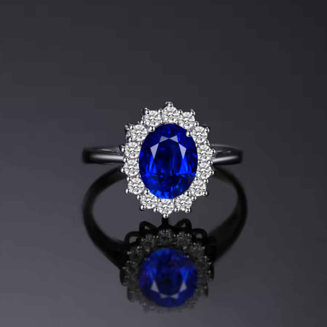 Anillo de Boda de Plata con Circonias Tanzanitas | Joyería Elegante